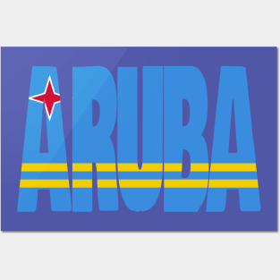 Aruba flag stencil Posters and Art